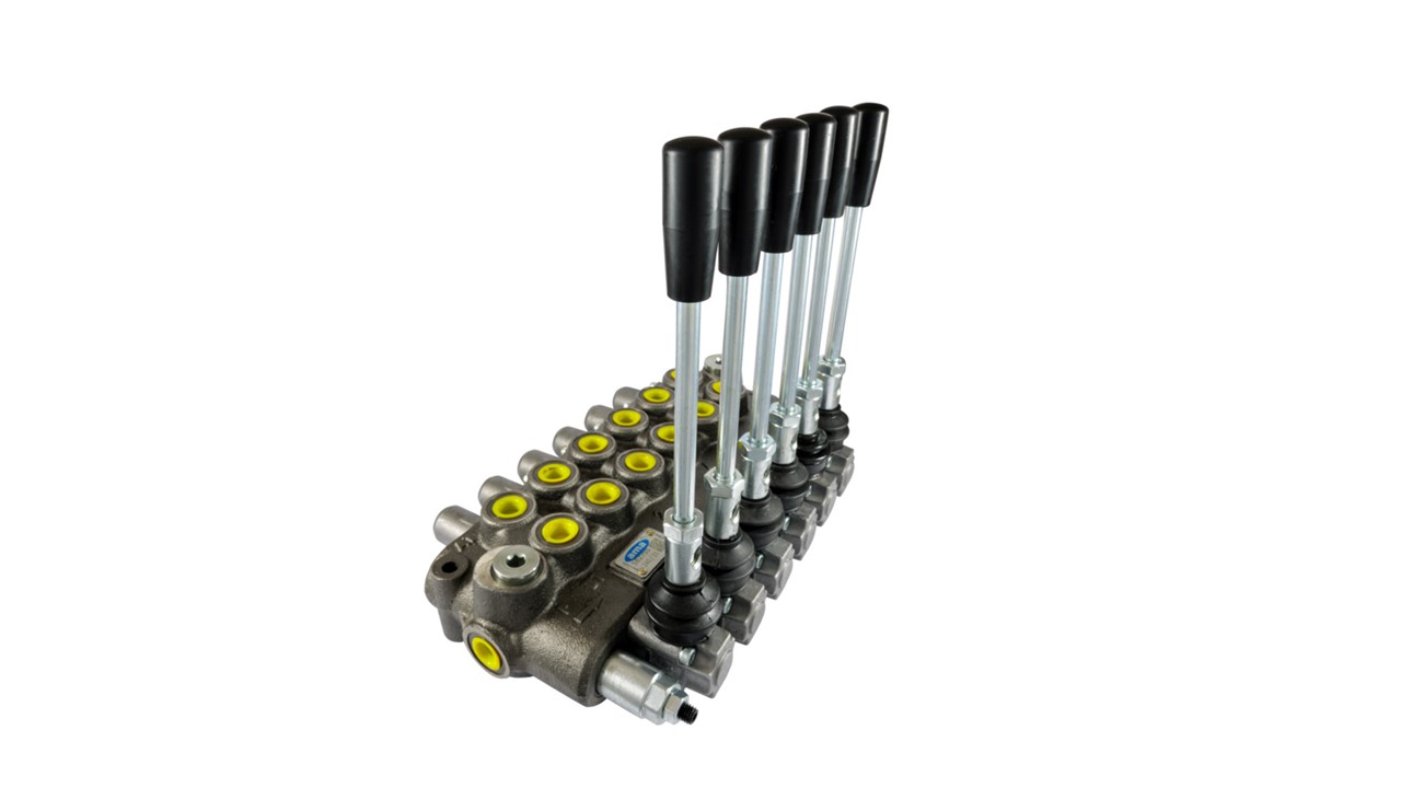 DISTRIBUTORE OLEODINAMICO IDRAULICO 3/8" 6 LEVE DOPPIO EFFETTO 40L PER TRATTORE - immagine 3
