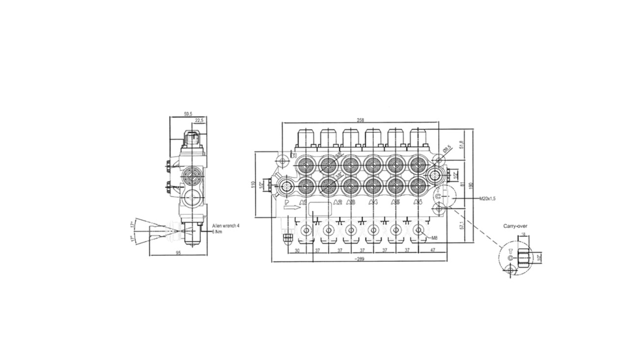DISTRIBUTORE OLEODINAMICO IDRAULICO 3/8" 6 LEVE DOPPIO EFFETTO 40L PER TRATTORE - immagine 4