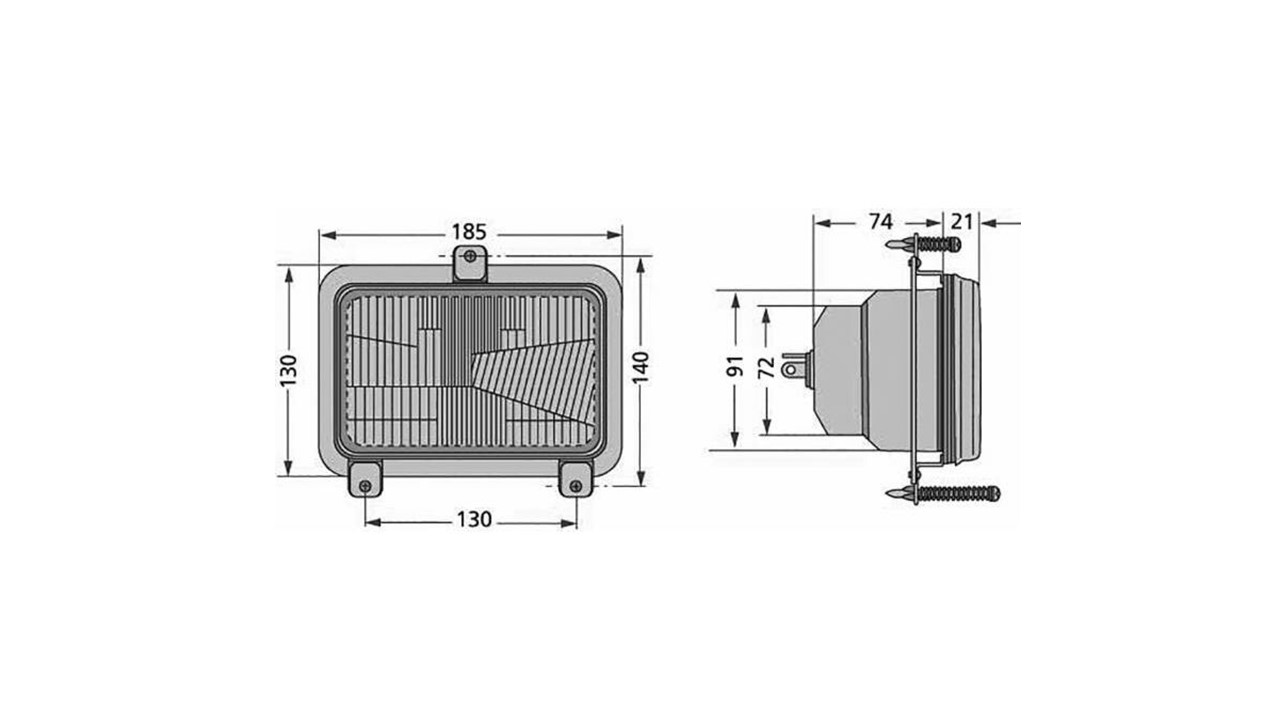 FANALE ANTERIORE PROIETTORE ASIMMETRICO 185x140mm DX/SX adattabile trattore FIAT - immagine 2